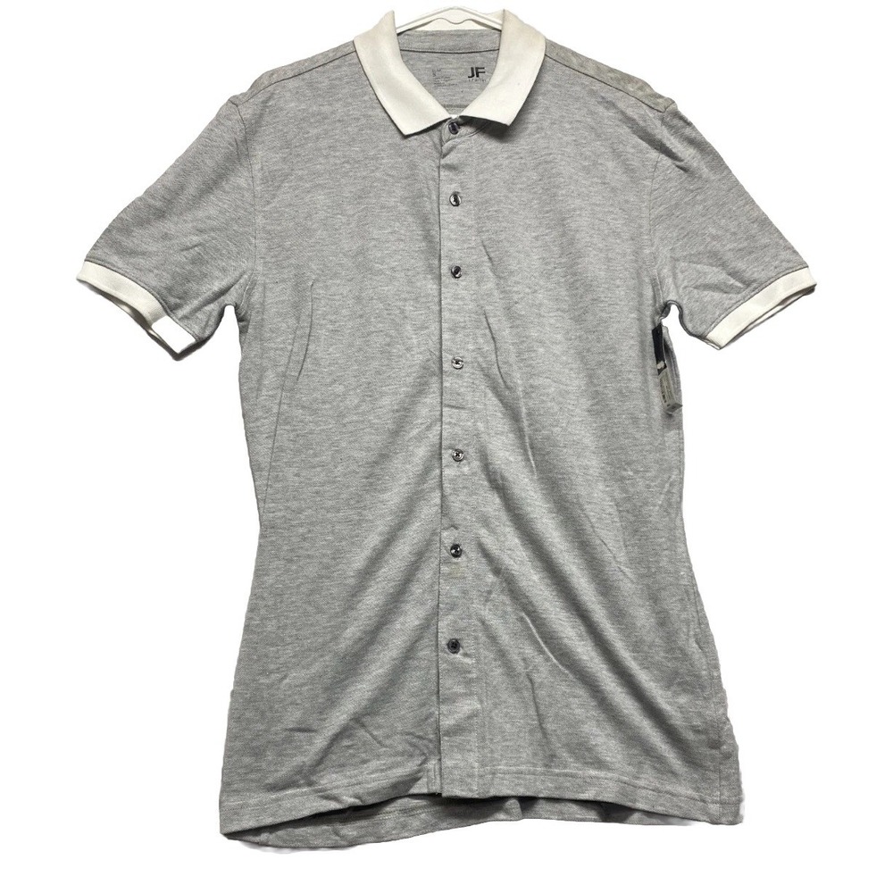 J Ferrar Polo Shirt Mens Small Heather Gray Cotton Slim Fit Tennis Resort Wear